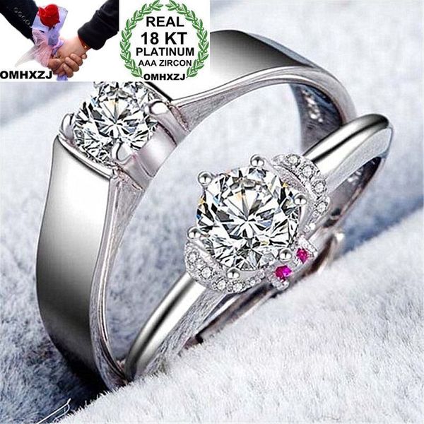

omhxzj wholesale european fashion woman man party wedding gift simple lovers resizable zircon 18kt white gold ring rr685, Silver