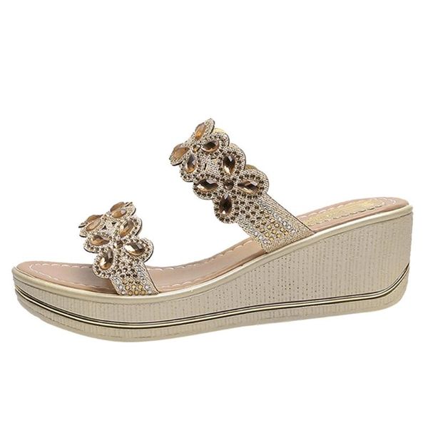 

jaycosin sandals women solid color female shoes ladies bohemia wedges thick peep toe sandals slippers shoes female party, Black