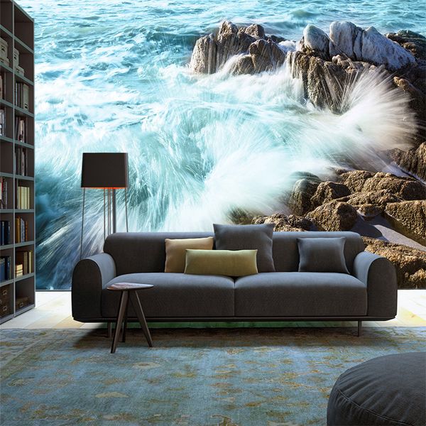 

3d hd seascape surf landscape background wall painting wallpaper living room bedroom silk large custom mural wall cover