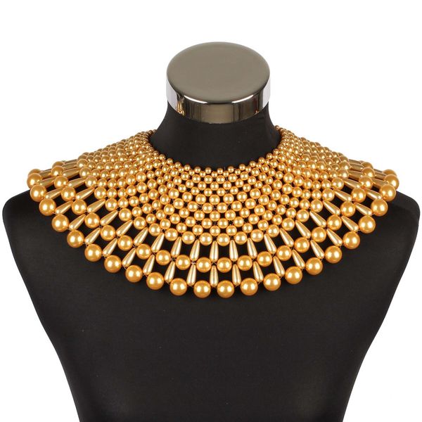 

fashion new big weave ball imitation pearl chunky bead necklace for women pendant collar choker trendy female body jewelry 2020, Silver
