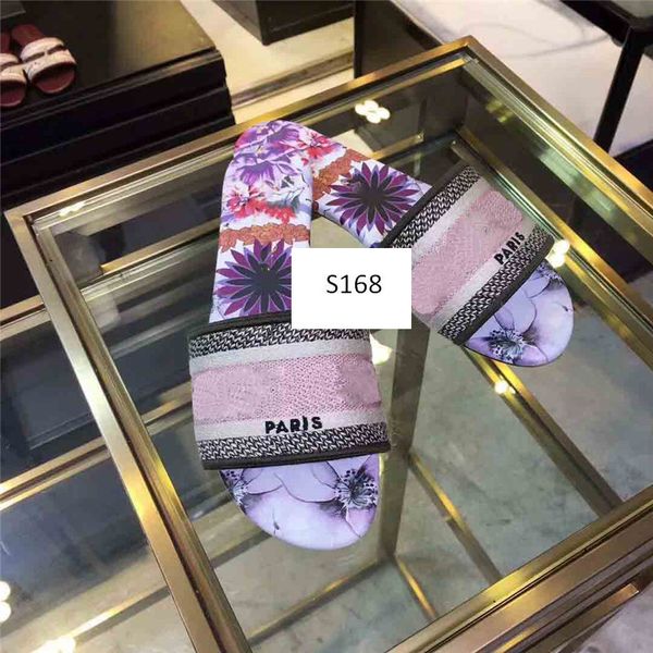 

high-quality dazzle flowers women sandals designer slippers flip flops striped beach causal shoes embroidery sandal floral brocade slipper 8, Black