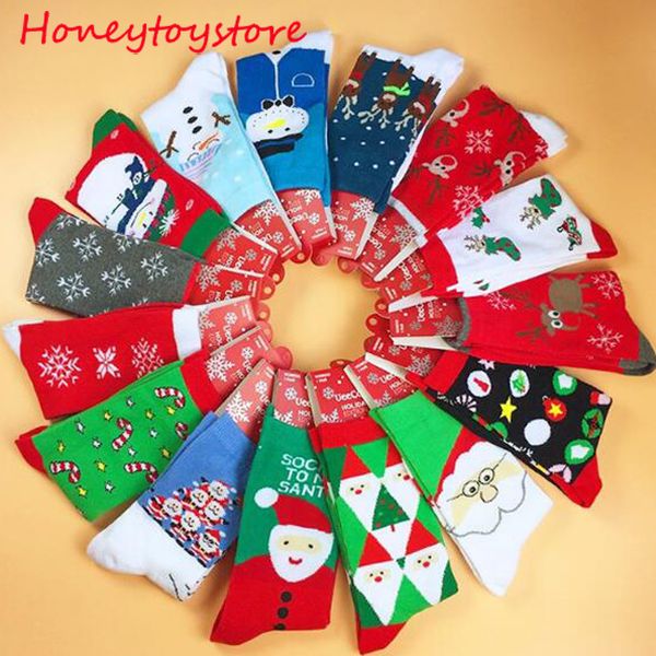 

fashion cute snowman santa claus print knitting socks women girls socks warm hosiery christmas gift, Black;white