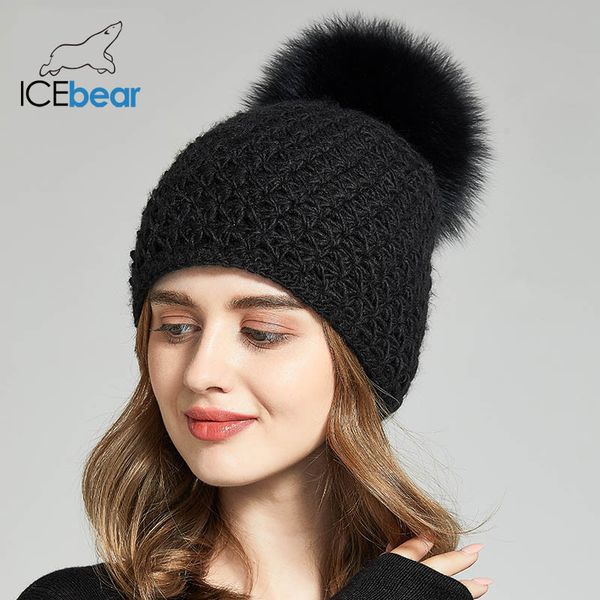 

icebear women hats for winter imitate wool thick caps for female solid colors new brand skulls beanies e-mx18130fq, Blue;gray