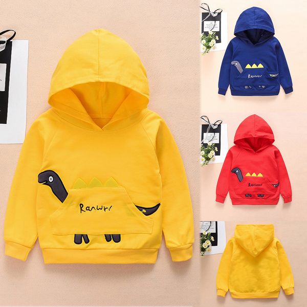 

hoodies & sweatshirts toddler baby boys girls long sleeve cartoon dinosaur hoodie warm hooded clothing drop shipping, Black