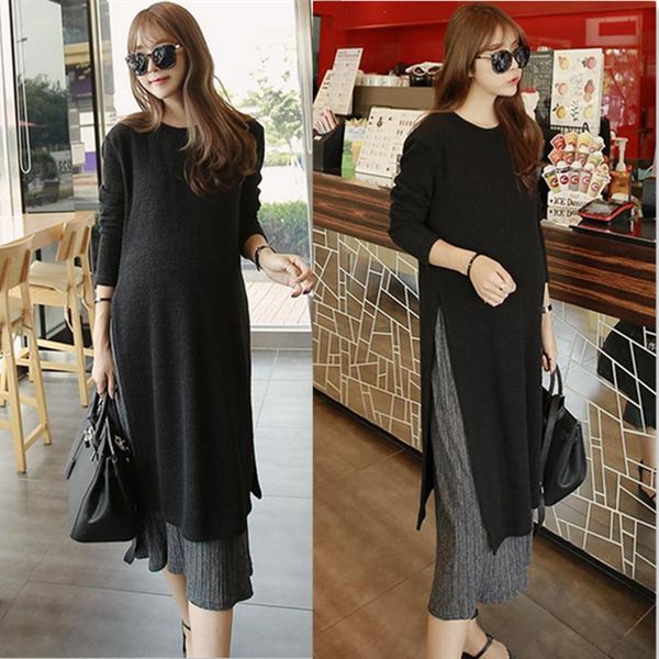 

pregnant dresses autumn dress loose large size long-sleeved korean maternity dress for pregnant women breastfeeding clothes, White