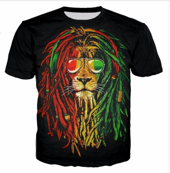 

new fashion women/men's t shirts lion 3d printing men t-shirts casual men t shirt hip hop summer rw0181, White;black