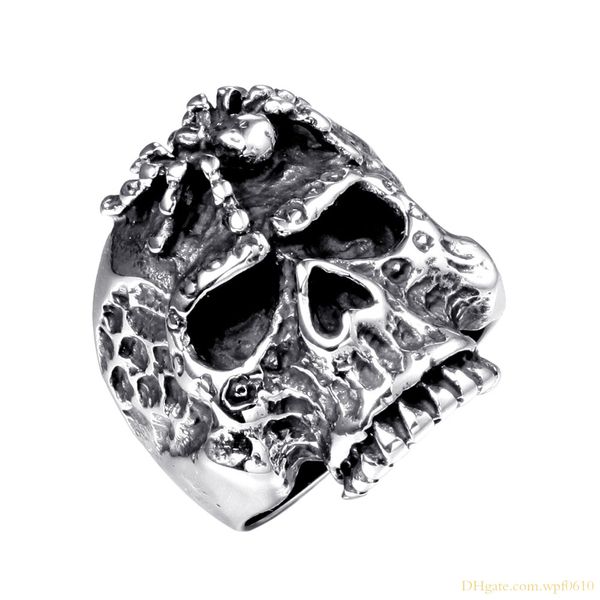 

men's hip hop punk style cools spider skeleton design stainless steel rings jewelry, Silver