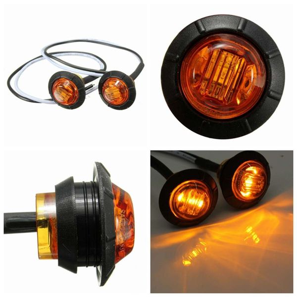 

2 x 12v 40am left right amber side marker led light lamp for car truck trailer pickup long life super bright