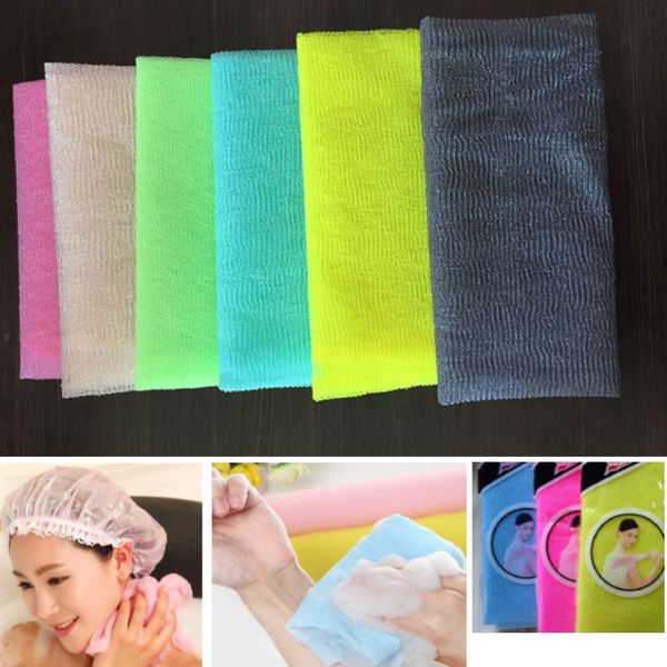 

30*90cm salux nylon japanese exfoliating beauty skin bath shower wash cloth towel back scrub bath brushes multi colors dhl ship kka7983