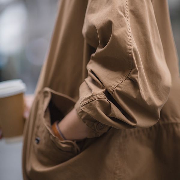 

2020 new men's retro m51 fishtail trench coat autumn and winter oversized loose warm collar collar jacket male, Tan;black