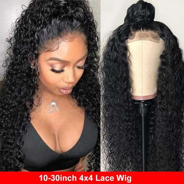 

lace closure wig 4x4 curly hair closure wig 30 inch deep curly for black women 4x4 lace front human hair remy 150%, Black;brown