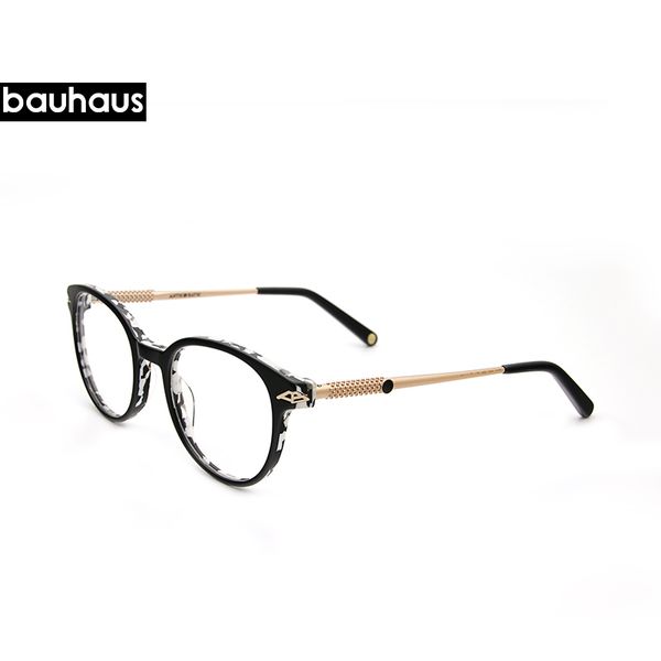 

wholesale-bauhaus shaped round acetate glasses frame meneyeglasses women myopia reading eyewear oculos de grau, Black