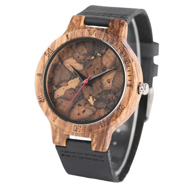 

2019 creative simple wooden watches man watch cork scum / broken leaves wooden wrist watch original bamboo male, Slivery;brown