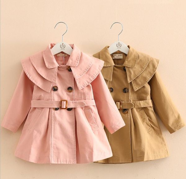 

girls trench coat spring children clothing kids buttons jackets baby girls bow decor clothes fashion infant toddler outwears, Blue;gray