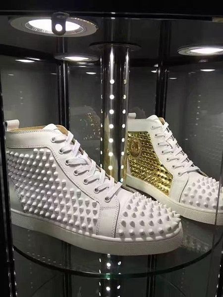 

2019 luxury designer red bottom sneakers shoes women,men outdoor high casual louisflats shoes fashion patry wedding dress size 35-46, Black