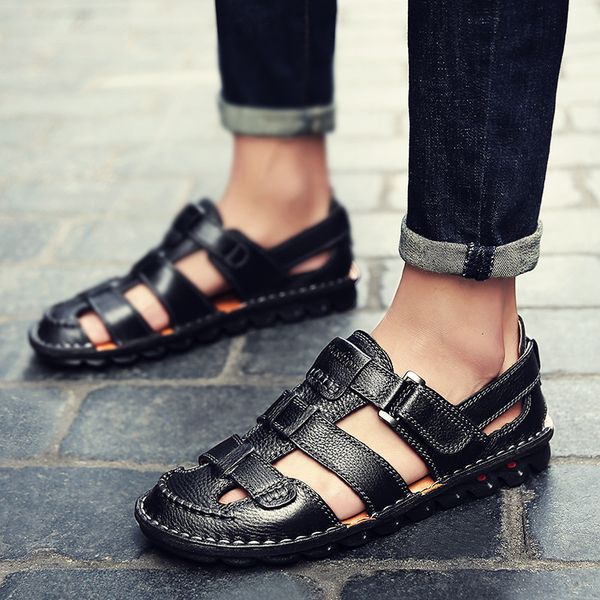 

sandals men summer fashion slippers breathable male shoes beach man outdoor casual big size866, Black