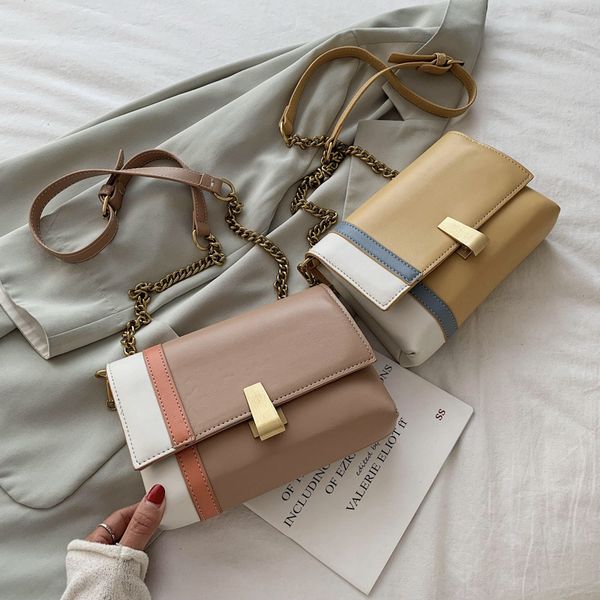 

pu leather contrast color crossbody bags for women 2020 fashion small shoulder bag female handbags and purses travel bags