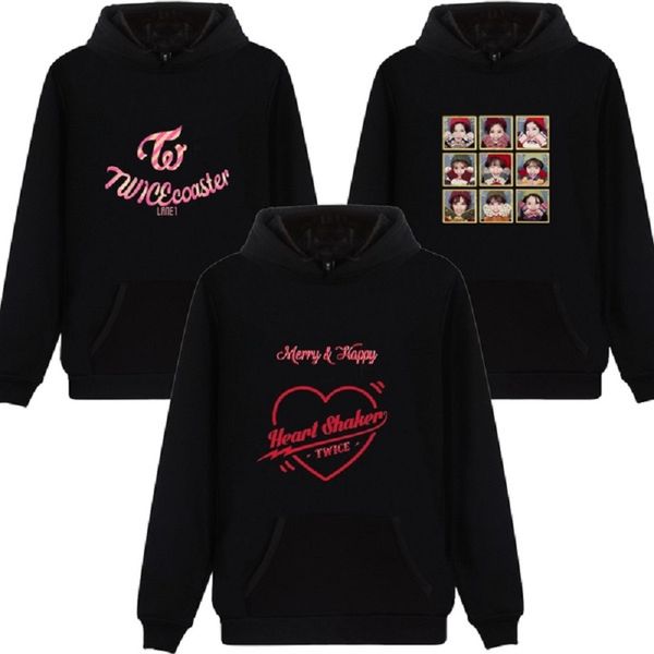 

k- korean twice sweatshirt women men graphic print hoodie sweatshirt, Black