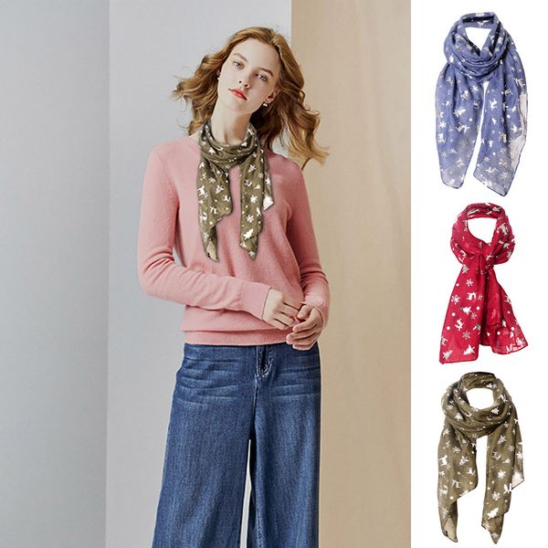 

christmas dot snowflake silver scarf holiday gift elk christmas tree scarf, Blue;gray
