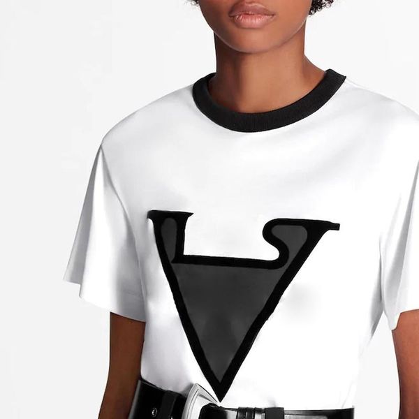 

20ss геометрический треугольник v printed t-shirt solid color простой оливковый короткие рукава лето casual tee high street crew neck hfhltx, White;black