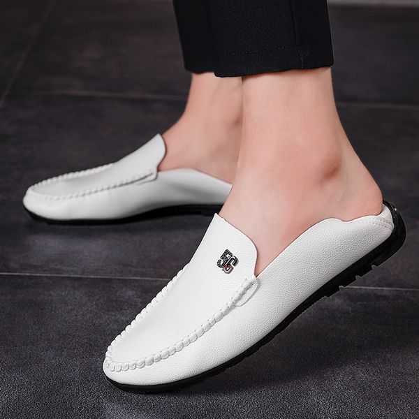 

men loafers men's casual shoes split leather mocassim masculino breathable slip on boat shoes chaussures hommes, Black