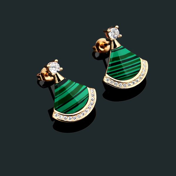 

2019 brand name b agate four color fan shaped woman earrings stainless steel plated rose gold love earrings girl, Golden;silver