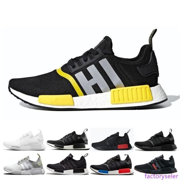 

2019 nmd r1 thunde bred primeknit running shoes classic triple red black men women sport shoes designer sneakers trainers 36-45
