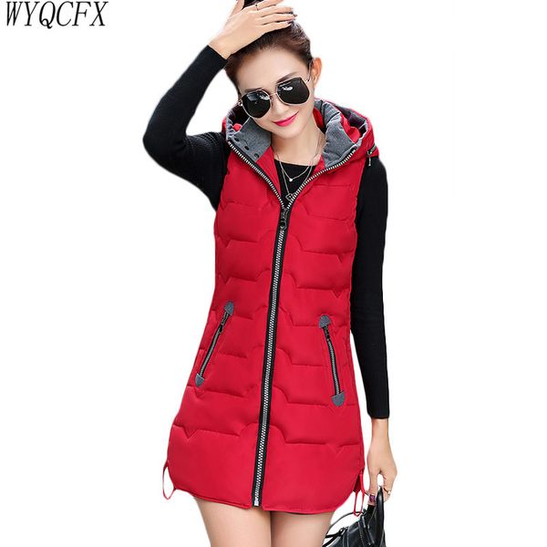 

autumn winter vest women plus size 5xl slim hooded gilet female sleeveless warm down cotton jacket 2019 new long waistcoat coat, Black;white