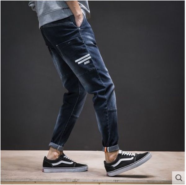 

синий японский мужчины брюки джинсы мужской сыпучие straight boy, Blue