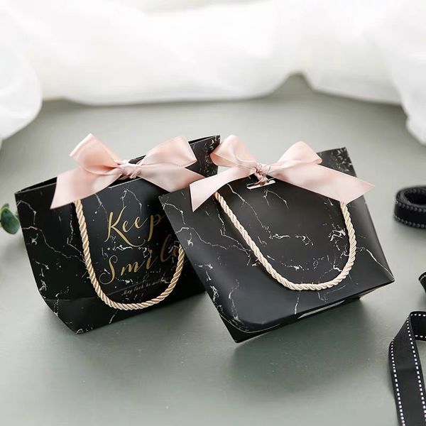 

10pcs creative black marble european style gift bag wedding gift box gives bride wedding favors and candy bags for guests