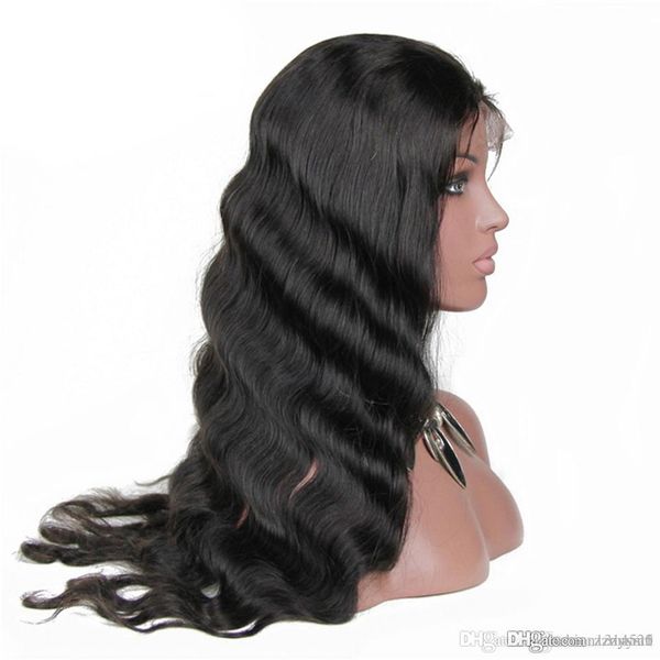 

объемная волна передние парики человеческих волос для женщин предварительно сорвал линия волос с волосами младенца 26 дюймов бразильские вол, Black