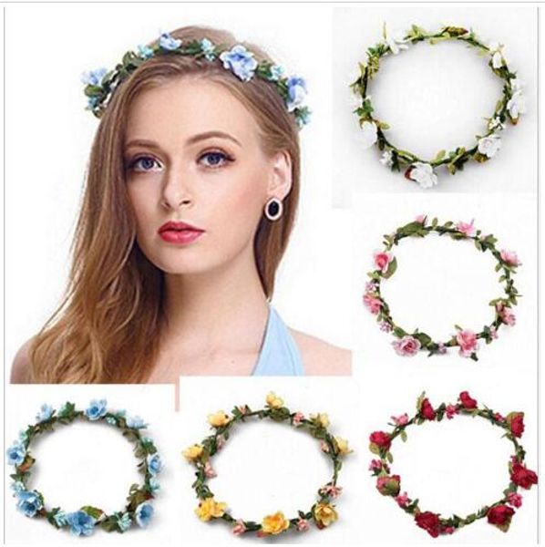 Bohemian Cabelo Crowns Flor Headbands Mulheres Floral Artificial Hairbands Headwear para meninas cabelo Acessórios do casamento de praia Guirlandas GB1522