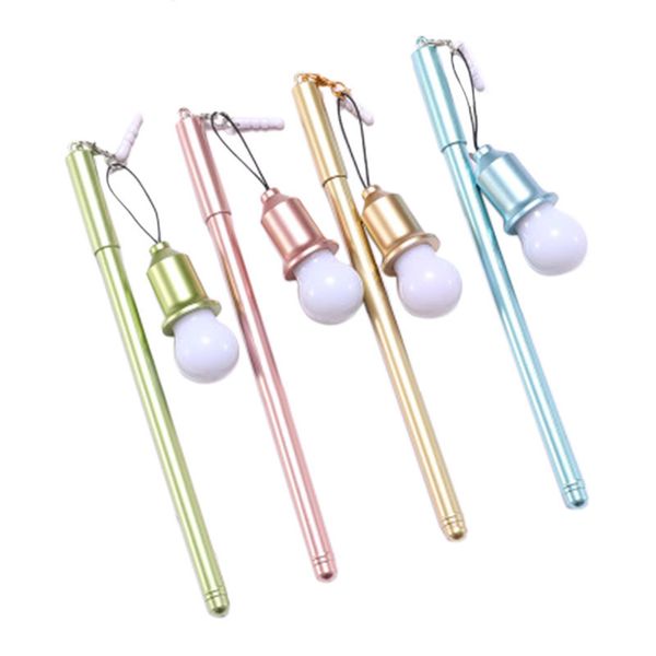 

portable led penlight torch lamp with dust plug pendant black ink gel pen rollerball writting tool