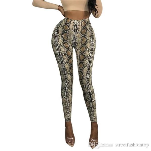 

casual print pants ladies slim fit snake print high waist famale pencil pants womens new designer, Black;white