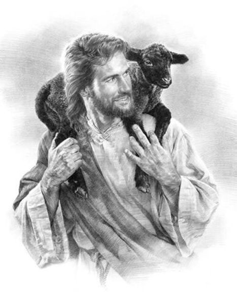 

nathan greene the good shepherd jesus black lamb sheep home decor handpainted &hd print oil painting on canvas wall art canvas 200228
