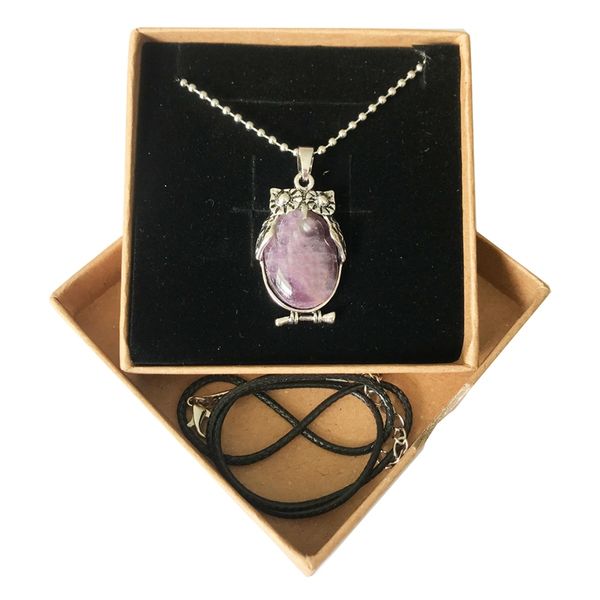 

jewelry for men and women, lucky owl pendant necklace gift packaging 12 pieces mixed color wholesale, Silver