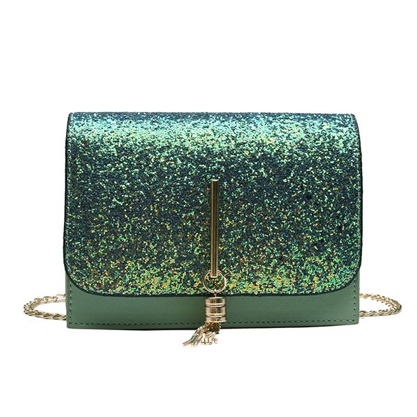 

women leather messenger bag 2019 fashion chain versatile sequin tassel shoulder bags ladies crossbody bag 2019 summer