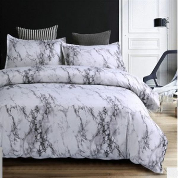 2018 Set biancheria da letto trapunta con motivo in pietra Queen Size Biancheria da letto con stampa reattiva 2/3 pezzi Set copripiumino in marmo bianco e nero40