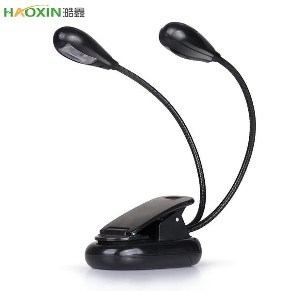 

haoxin led reading lamp dual arms 4 leds flexible book sheet music stand reading light student dormitory lights with clip