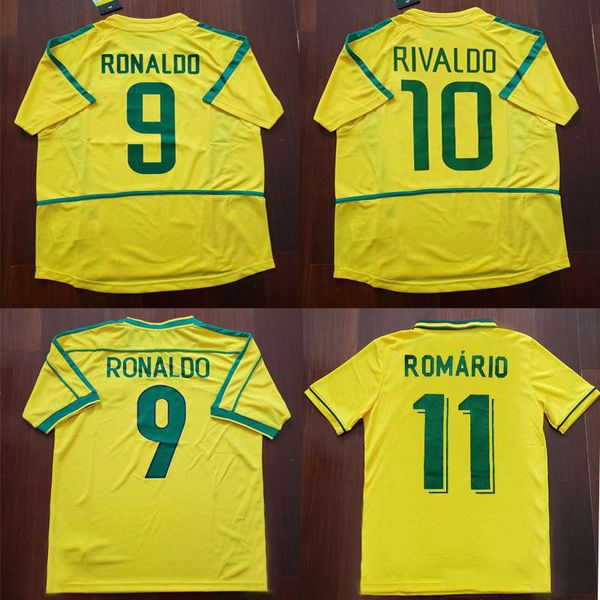 

1994 1998 2002 ronaldo ronaldinho jersey rivaldo retro jersey classic shirts r.carlos romario bebeto camisa de futebol maillot foot camiseta, Black;yellow