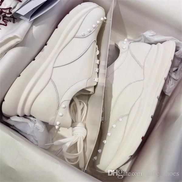 

new designer vintage spikes red bottom shoes men women luxury sneaker runner running sneakers soft rubble bottom dad shoe with box us5-12, Black