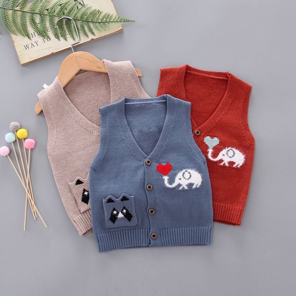 

diimuu toddler boys warm sweaters clothes boy knitting sweater vest coat kids sleeveless clothes 1 2 3 4 years, Blue