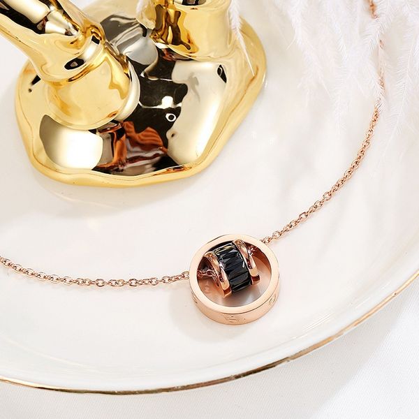 

fashion ring drill rosegoldtitanium steel necklace, Silver