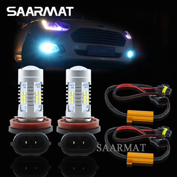 

pair h8 h9 h11 h16(jp) 21-smd led bulbs fog light drl daytime running lamp + canbus decoders for mini cooper hatchback 2002-2013