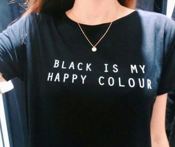 

футболка женская дизайнерская одежда black is my happy color letter unisex black o шеи печать мода tee black tops, White