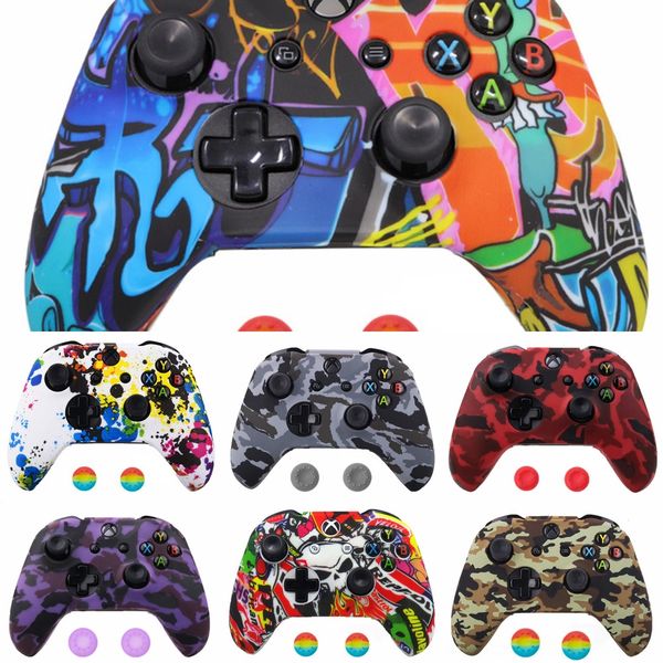 

b7tiz new skin colors for xbox one controller silicone 18 case + analog thumb stick grip joystick for x box one 1 x s cap