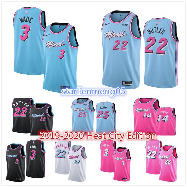 

men's miami jersey heat dwyane dwayne 3 wade kendrick 25 nunn tyler 14 herro jimmy 22 butler stitched basketball jerseys, Black;blue