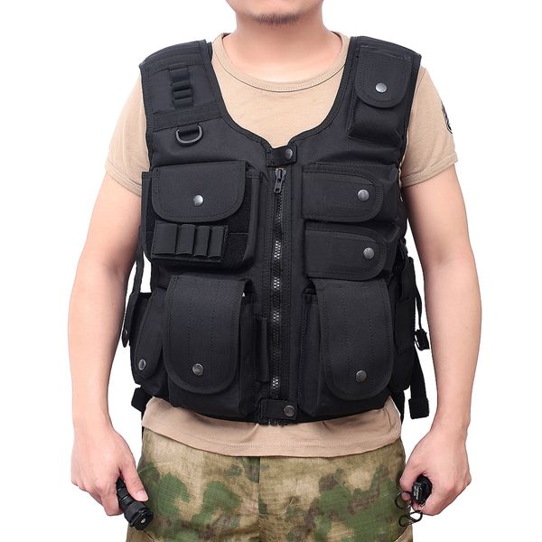 

armor vest outdoor armor vest gear adjustable combat training cs gaming chest protector, Camo;black