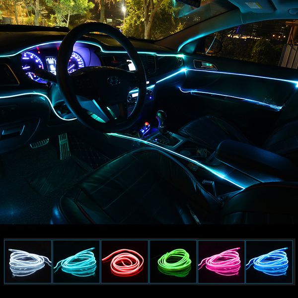 Car Interior Lighting Auto Led Strip El Wire Rope Auto Atmosphere Decorative Lamp Flexible Neon Light Diy Car Interior Decals Car Interior Decor From