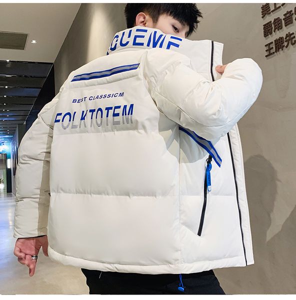 

men's winter thick warm down jacket warm coat outerwear stand collar white black